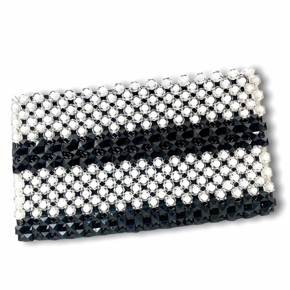 Beaded Retro Style Plastic Black + White Clutch